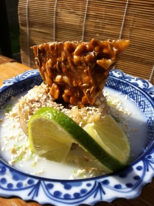 Banana Jam with Peanut & Toasted Coconut Praline, Salted Coconut Cream and Lime